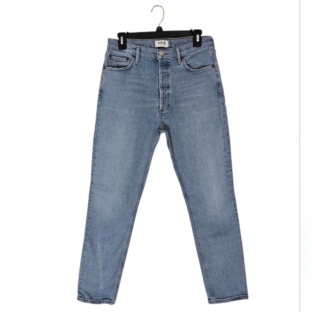 Agolde Toni Mid Rise Slim Straight Leg Ankle Blue Jeans 26 Preowned